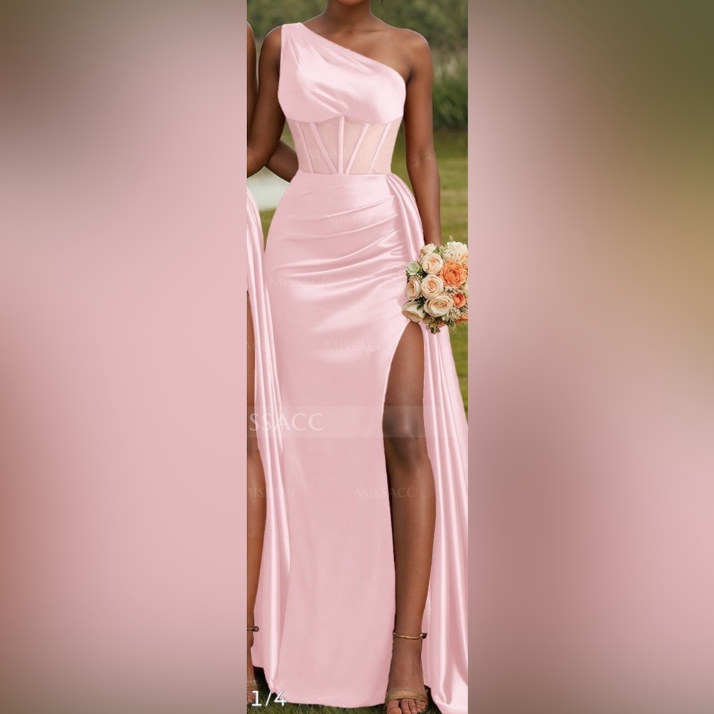 Elegant Pink One Shoulder Dress